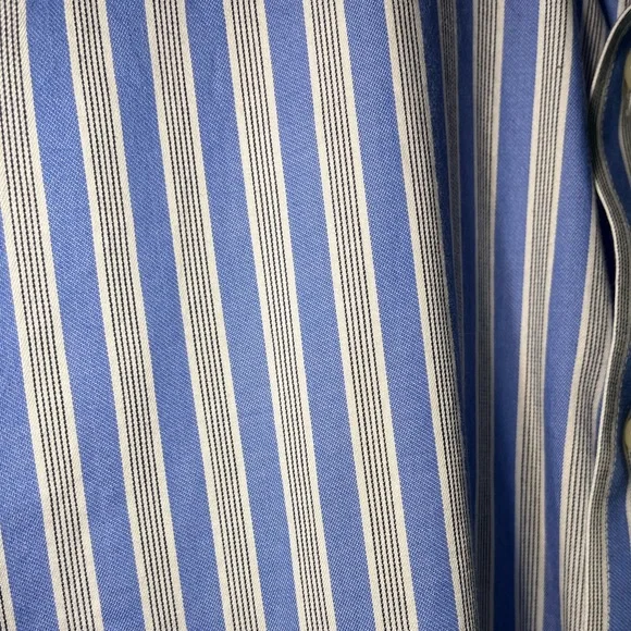Chaps men’s dress shirt blue white striped classic fit 17 34/35 non-iron - Picture 4 of 5